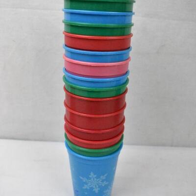 23 pc Kitchen/Party/Christmas: Red Napkins, Plastic Cups, Plastic Plates