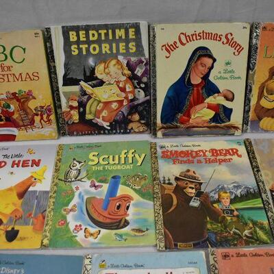 11 Little Golden Books, some Vintage: ABC Christmas -to- There Did the Baby Go?