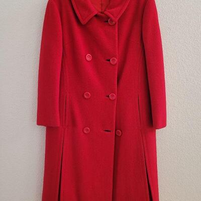 Lot 100: Red Wool Coat with Pleats on Front and Back (no size, I believe it is a Large)
