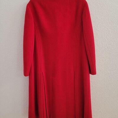 Lot 100: Red Wool Coat with Pleats on Front and Back (no size, I believe it is a Large)