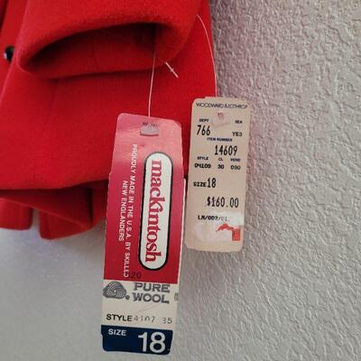 Lot 103:  New Old Stock Mackintosh Red Wool Coat