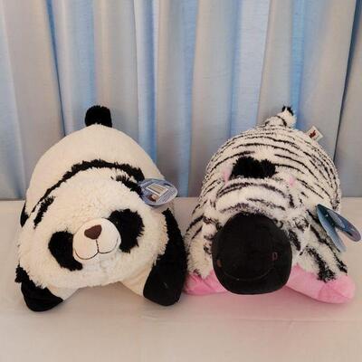 Lot 111: (2) New Pillow Pets (Panda and Zebra)