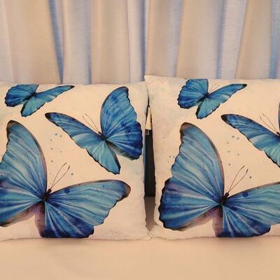 Lot 113: (2) New Blue Butterfly Pillows