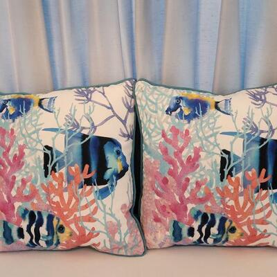 Lot 114: (2) Hallmark Coral & Fish Pillows