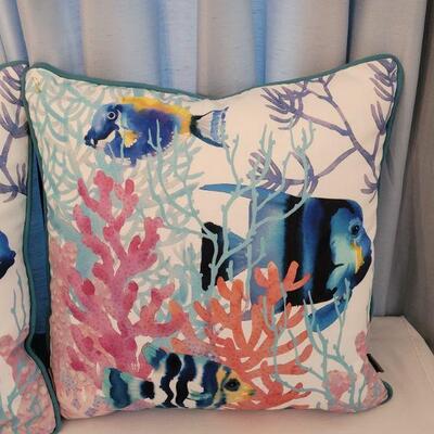 Lot 114: (2) Hallmark Coral & Fish Pillows