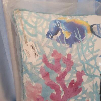 Lot 116: (2) New Hallmark Coral and Fish Pillows 