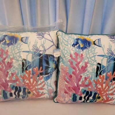 Lot 116: (2) New Hallmark Coral and Fish Pillows 