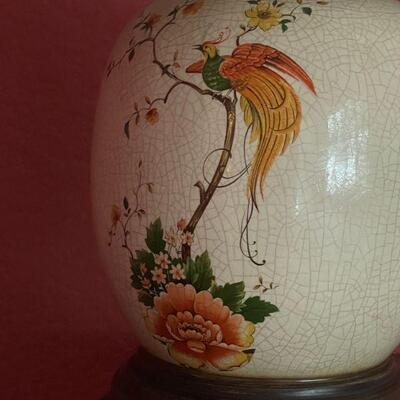LOT 75  PAIR OF CHINESE THEME CERAMIC TABLE LAMPS