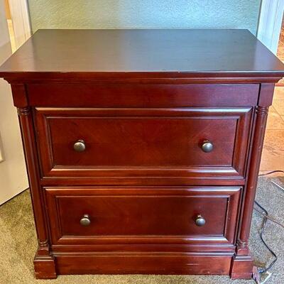 LOT 94  LIVING SPACES MT. VIEW LINE MAHOGANY FINSH CHEST OF 2 DRAWERS 