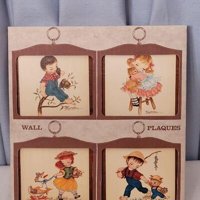 Lot 145: Vintage Wall Plaques Children Scenes