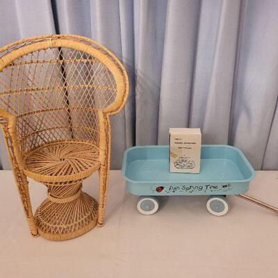 Lot 152: Doll Wagon, Chair and Tea Set