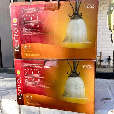LOT 242  PAIR OF NEW IN THE BOX PORTFOLIO LIGHT FIXTURES 