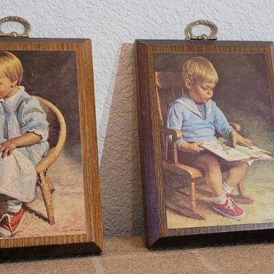 Lot 164: Vintage Wood Print Wall Art Mid Century Modern