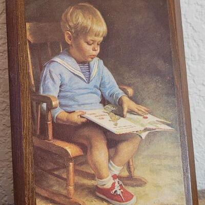 Lot 164: Vintage Wood Print Wall Art Mid Century Modern