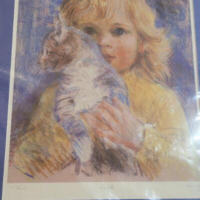 Lot 172: Vintage Framed Fine Art Numbered and Signed "My Kitty" Print