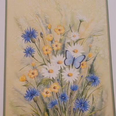 Lot 188: Vintage Framed Fine Art Signed Flowers Print 
