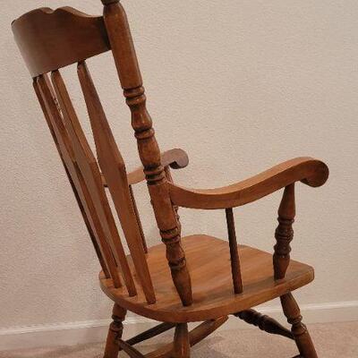 Lot 201: Vintage 42" Tall Ergonomic Wood Rocking Chair 