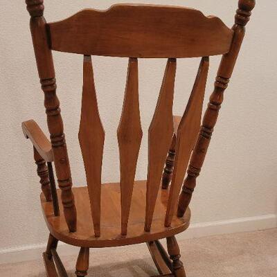 Lot 201: Vintage 42" Tall Ergonomic Wood Rocking Chair 