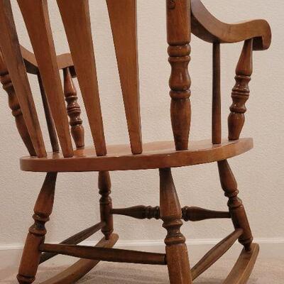 Lot 201: Vintage 42" Tall Ergonomic Wood Rocking Chair 