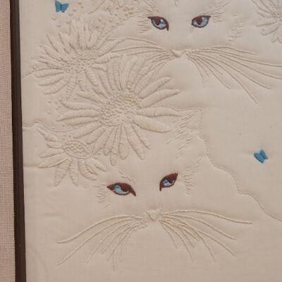 Lot 215: Vintage Framed CrossStich Cat Art
