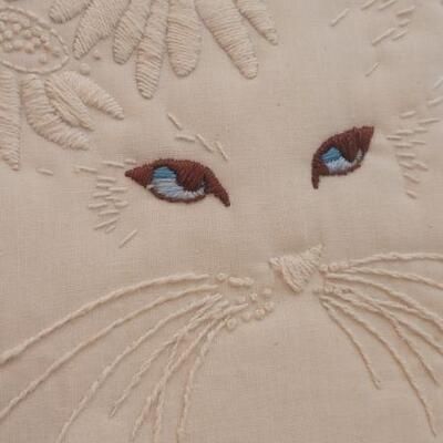 Lot 215: Vintage Framed CrossStich Cat Art