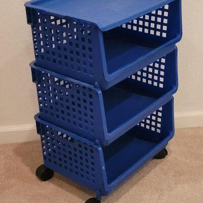 Lot 216: Set of Stackable Organizer Bins on Wheels