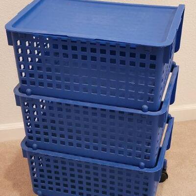 Lot 216: Set of Stackable Organizer Bins on Wheels