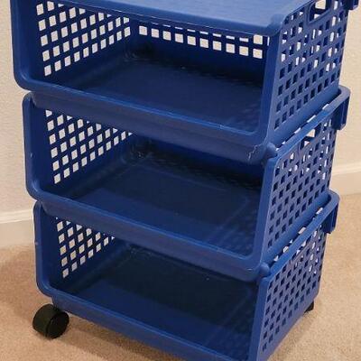 Lot 216: Set of Stackable Organizer Bins on Wheels