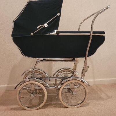 Lot 217: Vintage Mid Century Modern Fancy Pram and Bassinet