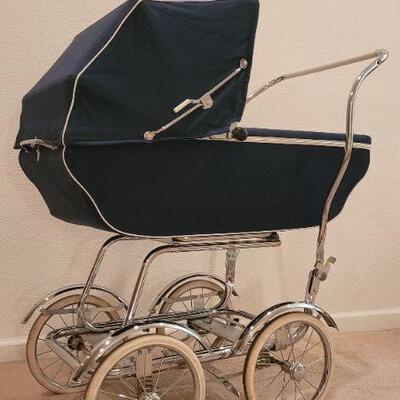 Lot 217: Vintage Mid Century Modern Fancy Pram and Bassinet