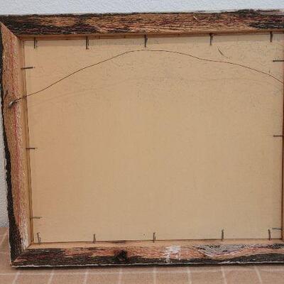 Lot 218: Vintage PAINT BY NUMBERS Original Framed Painting MOUNTAIN SCENE w/ BABBLIMG BROOK