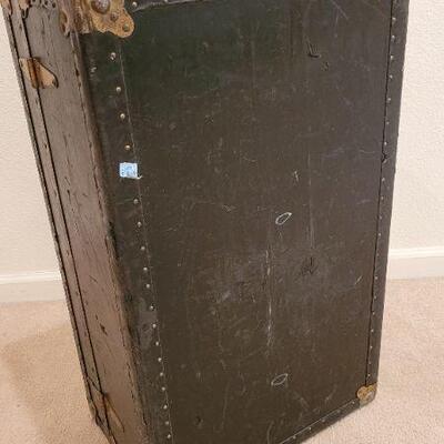 Lot 219: Vintage Storage Trunk w/ Original Thick Leather Handles