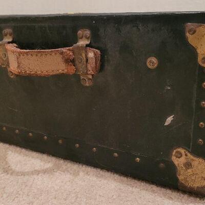Lot 219: Vintage Storage Trunk w/ Original Thick Leather Handles