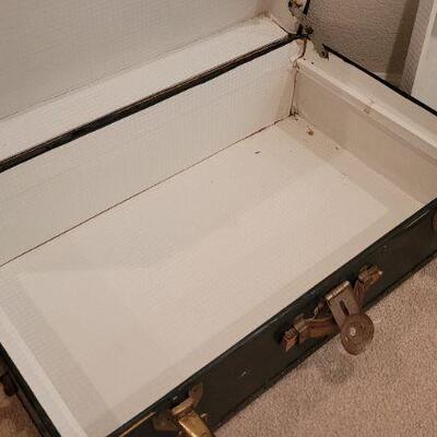 Lot 219: Vintage Storage Trunk w/ Original Thick Leather Handles