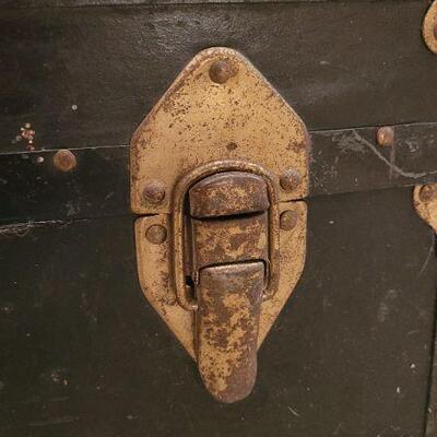 Lot 219: Vintage Storage Trunk w/ Original Thick Leather Handles