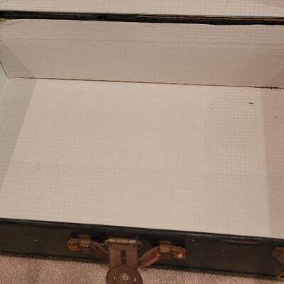 Lot 219: Vintage Storage Trunk w/ Original Thick Leather Handles