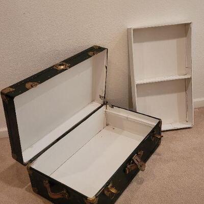 Lot 219: Vintage Storage Trunk w/ Original Thick Leather Handles
