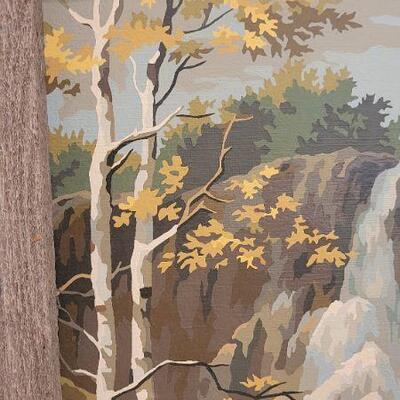Lot 221: Vintage Framed PAINT BY NUMBERS Origonal Painting Waterfall Scene 