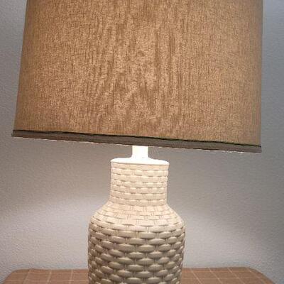 Lot 225: Vintage Woven Design Table Lamp w/ New Shade by CYPRESS POINT 