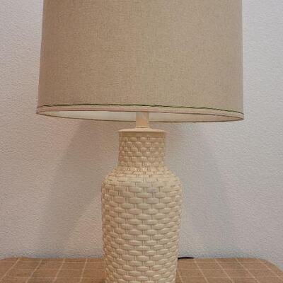 Lot 225: Vintage Woven Design Table Lamp w/ New Shade by CYPRESS POINT 