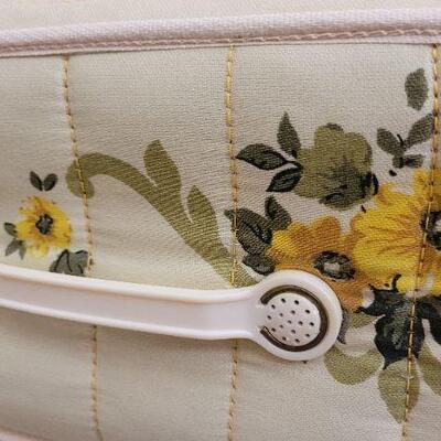 Lot 247: Vintage LANE Walnut Queen Size Mid Century Modern Bed Headboard w/ SEALY POSTURPEDIC Floral Mattress