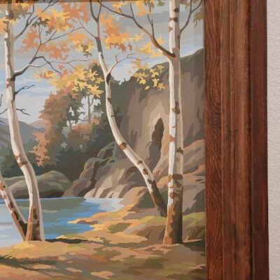 Lot 248: Vintage Framed PAINT BY NUMBERS Original Art Nature Scene