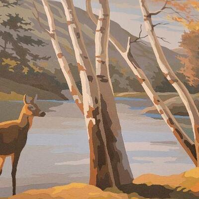 Lot 248: Vintage Framed PAINT BY NUMBERS Original Art Nature Scene