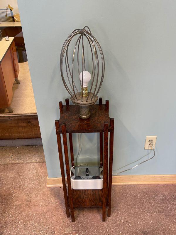 Craftsman stye meets upcycled Hobart Industrial whisk floor lamp