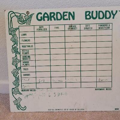 Lot 4: Vintage Dry Erase GARDEN BUDDY Schedule Board