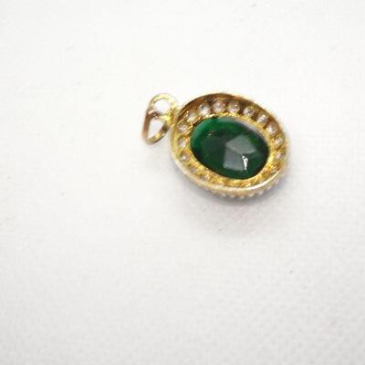 Emerald Green Oval Rhinestone Pendant 