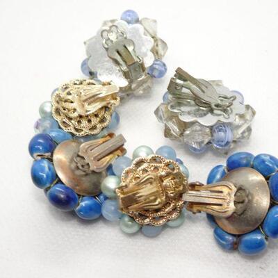 Vintage MCM Cluster Blue Clip Earrings (3) pairs