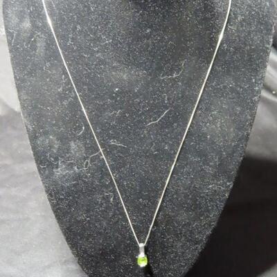 14K white Gold and Peridot Necklace