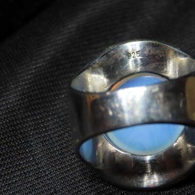 Sterling Opalescent Blue Ring