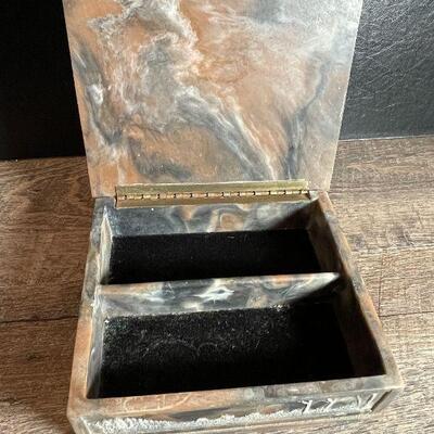 G5: Genuine Incolay Stone Box Handcrafted Signed Roberts